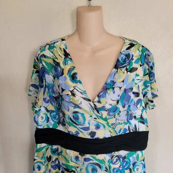 Fashion Bug Floral Print Mult-Color Short Sleeve Midi Dress Size Women's 16 - Picture 4 of 12